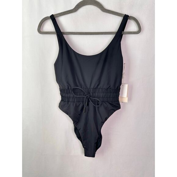 Good American Waist Framer Swimsuit Drawstring Sexy Black One Piece SMALL 1 NEW - Picture 2 of 8